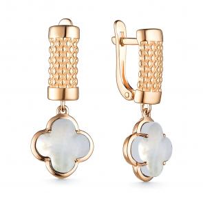 Золотые серьги ЮЗ Корона с перламутром К1-с4480V563 фото