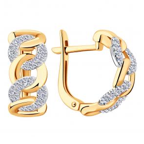 Золотые серьги ЮЗ Корона с фианитом К1-с4700 фото