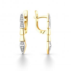 Серьги Символ года Змея из лимонного золота ЮЗ Корона с фианитом К1-с4748л фото