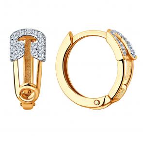 Золотые серьги ЮЗ Корона с фианитом К1-с4757 фото