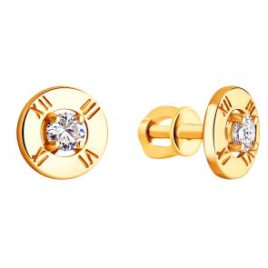 Золотые серьги ЮЗ Корона с фианитом К1-с5025 фото