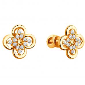 Золотые серьги ЮЗ Корона с фианитом К1-с5545 фото