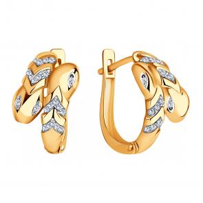 Золотые серьги Символ года Змея ЮЗ Корона с фианитом К1-с5690 фото