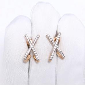 Золотые серьги ЮЗ Корона с фианитом К1-С6015 фото