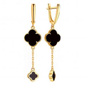 Золотые серьги ЮЗ Корона с ониксом К1-сз0188V79 фото