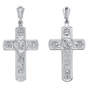 Подвеска-крест Спас Нерукотворный из серебра Высоковы 585 с фианитом КРК-32-Р фото