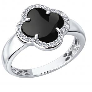 Серебряное кольцо ЮЗ Корона с фианитом и ониксом КС-К5996V79 фото