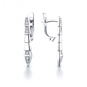 Серебряные серьги Символ года Змея ЮЗ Корона с фианитом КС-С4748 фото