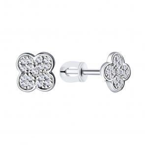 Серебряные серьги ЮЗ Корона с фианитом КС-С5066 фото