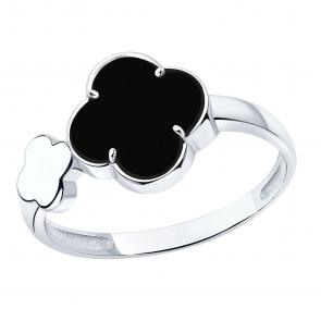 Серебряное кольцо ЮЗ Корона с ониксом КС-к5071V79 фото