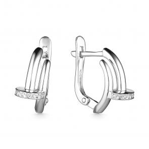 Серебряные серьги ЮЗ Корона с фианитом КС-с1187 фото