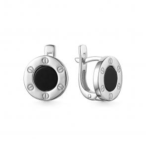Серебряные серьги ЮЗ Корона с ониксом КС-с4667V79 фото