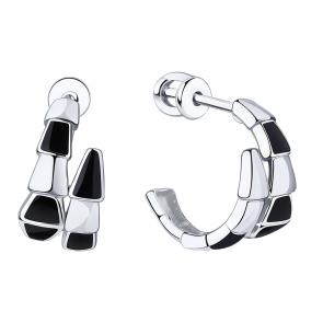 Серебряные серьги Символ года Змея ЮЗ Корона с эмалью КС-с5183 фото