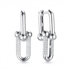 Серебряные серьги-трансформеры ЮЗ Корона с фианитом КС-с5526 фото