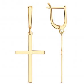 Золотые серьги-кресты МАГНАТ М028030 фото