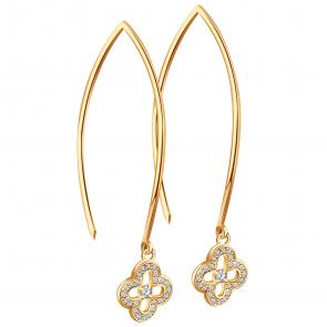 Золотые серьги МАГНАТ с фианитом М029030 фото