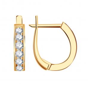 Золотые серьги МАГНАТ с фианитом М11029 фото