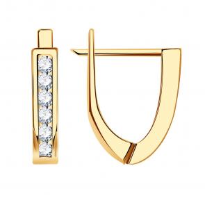 Золотые серьги МАГНАТ с фианитом М11030 фото