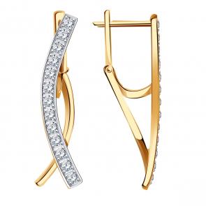 Золотые серьги МАГНАТ с фианитом М11082 фото