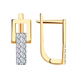 Золотые серьги МАГНАТ с фианитом М11215 фото