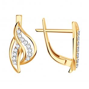 Золотые серьги МАГНАТ с фианитом М11252 фото
