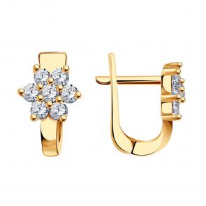 Золотые серьги МАГНАТ с фианитом М11262 фото