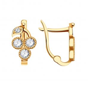 Золотые серьги МАГНАТ с фианитом М11265 фото