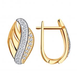 Золотые серьги МАГНАТ с фианитом М11296 фото