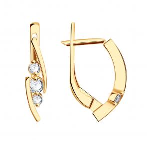 Золотые серьги МАГНАТ с фианитом М11331 фото