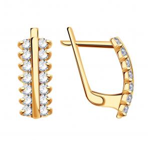 Золотые серьги МАГНАТ с фианитом М11333 фото