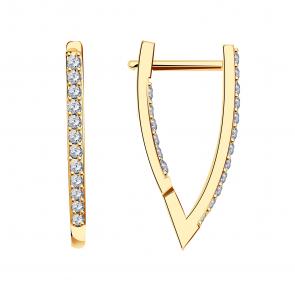 Золотые серьги МАГНАТ с фианитом М11334 фото