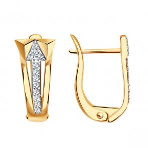 Золотые серьги МАГНАТ с фианитом М11349 фото