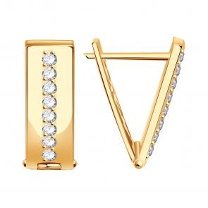 Золотые серьги МАГНАТ с фианитом М11361 фото