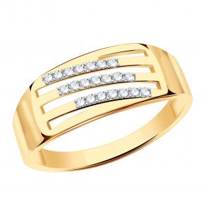 Золотое кольцо МАГНАТ с фианитом М12985 фото