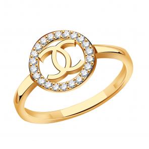 Золотое кольцо МАГНАТ с фианитом М12993 фото