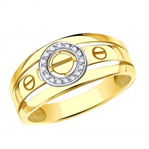 Кольцо из лимонного золота МАГНАТ с фианитом М50044Л фото