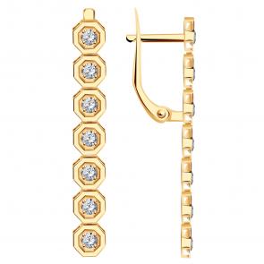 Золотые серьги МАГНАТ с фианитом М60015 фото