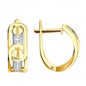 Серьги из лимонного золота МАГНАТ с фианитом М60043Л фото