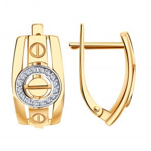 Золотые серьги МАГНАТ с фианитом М60044 фото