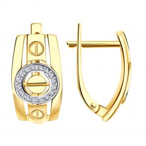 Серьги из лимонного золота МАГНАТ с фианитом М60044Л фото