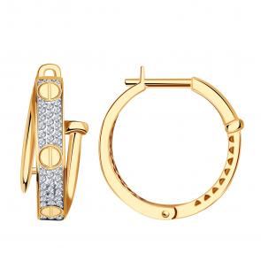 Золотые серьги МАГНАТ с фианитом М60049 фото