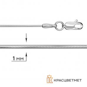 Цепь плетение Снейк (Тонда) из белого золота Красцветмет НЦ18-078-330 фото