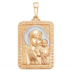 Подвеска-иконка Божья Матерь Казанская из золоченого серебра Высоковы 585 П-28-П фото