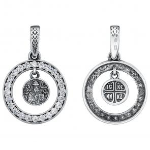 Подвеска из черненого серебра Высоковы 585 с фианитом П-8-Ч фото