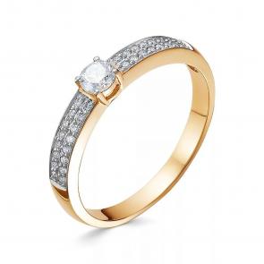 Золотое кольцо Первая Бриллиантовая с бриллиантом ПБ1-856-10 фото