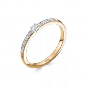 Золотое кольцо Первая Бриллиантовая с бриллиантом ПБ1-874-10 фото