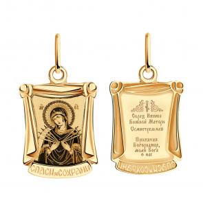 Золотая подвеска-иконка Божией Матери Семистрельная Красносельский ювелир ПЛ0400 фото
