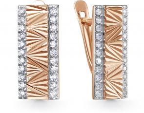 Золотые серьги Красносельский ювелир с фианитом РАСд3949 фото