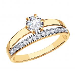 Золотое кольцо Красносельский ювелир с фианитом РК3845 фото