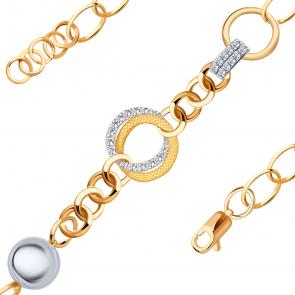 Золотой браслет плетение Фантазийное Радуга с фианитом РТ-16249-414756К-2-Б фото